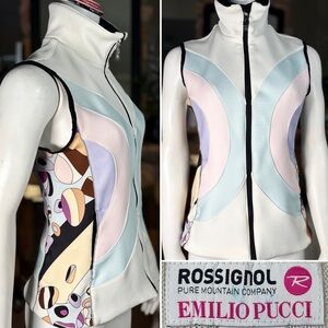 Emilio Pucci x Rossignol Vintage Gardena Pastel High Neck Zip Up Ski Vest, Sz S